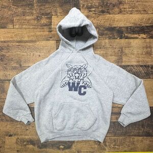 Vintage L West Chicago Wildcats Athletic Gray Hoodie Sweatshirt‎ College Mascot